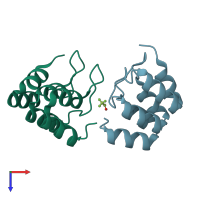 PDB entry 1n0q coloured by chain, top view.