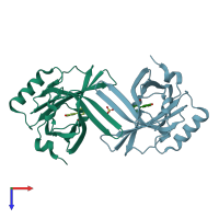 PDB entry 1n0s coloured by chain, top view.