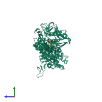 PDB entry 1n0u coloured by chain, side view.