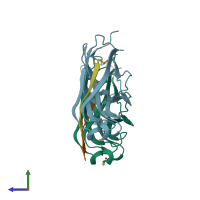PDB entry 1n12 coloured by chain, side view.