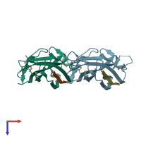 PDB entry 1n12 coloured by chain, top view.