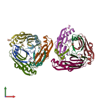 PDB entry 1n13 coloured by chain, front view.