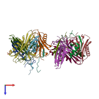 PDB entry 1n13 coloured by chain, top view.