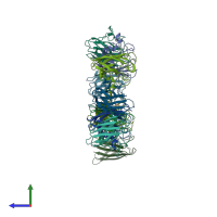 PDB entry 1n18 coloured by chain, side view.