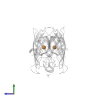 COPPER (I) ION in PDB entry 1n19, assembly 1, side view.