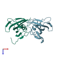 PDB entry 1n1a coloured by chain, top view.