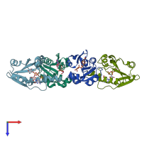 PDB entry 1n1d coloured by chain, top view.