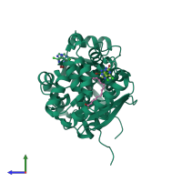 PDB entry 1n1g coloured by chain, side view.