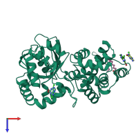 PDB entry 1n1g coloured by chain, top view.