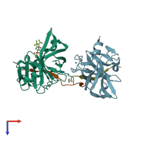 PDB entry 1n1l coloured by chain, top view.