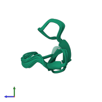 PDB entry 1n1u coloured by chain, ensemble of 20 models, side view.