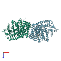 PDB entry 1n1z coloured by chain, top view.