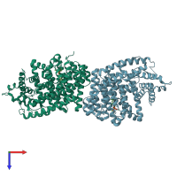 PDB entry 1n20 coloured by chain, top view.