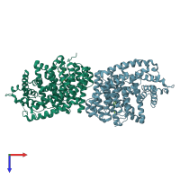 PDB entry 1n22 coloured by chain, top view.