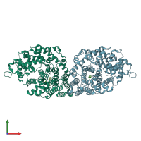 PDB entry 1n23 coloured by chain, front view.