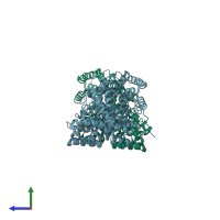 PDB entry 1n24 coloured by chain, side view.