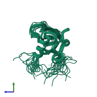 PDB entry 1n27 coloured by chain, ensemble of 20 models, side view.