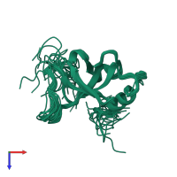 PDB entry 1n27 coloured by chain, ensemble of 20 models, top view.