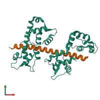 Hetero trimeric assembly 1 of PDB entry 1n2d coloured by chemically distinct molecules, front view.