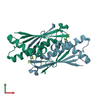 PDB entry 1n2f coloured by chain, front view.