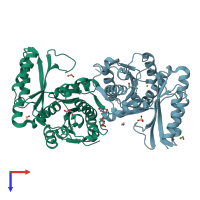 PDB entry 1n2g coloured by chain, top view.