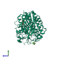 PDB entry 1n2l coloured by chain, side view.