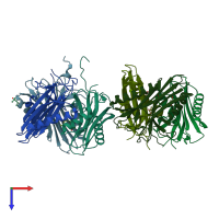 PDB entry 1n2m coloured by chain, top view.