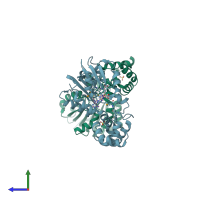 PDB entry 1n2x coloured by chain, side view.