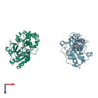 PDB entry 1n2x coloured by chain, top view.