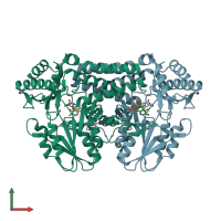 PDB entry 1n31 coloured by chain, front view.