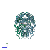 PDB entry 1n31 coloured by chain, side view.