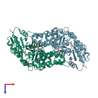 PDB entry 1n31 coloured by chain, top view.