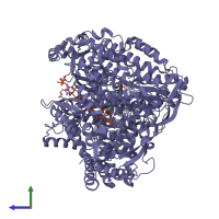 PDB entry 1n38 coloured by chain, side view.