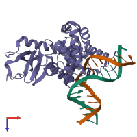 PDB entry 1n39 coloured by chain, top view.