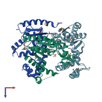 PDB entry 1n3b coloured by chain, top view.
