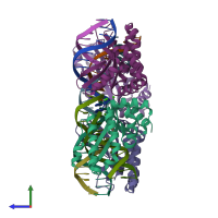 PDB entry 1n3f coloured by chain, side view.