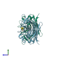 PDB entry 1n3p coloured by chain, side view.