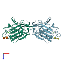 PDB entry 1n3p coloured by chain, top view.