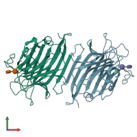 PDB entry 1n3q coloured by chain, front view.