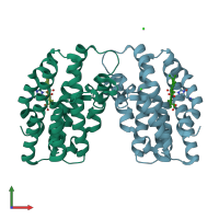 PDB entry 1n3u coloured by chain, front view.