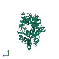 PDB entry 1n3x coloured by chain, side view.
