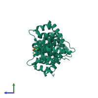 PDB entry 1n41 coloured by chain, side view.