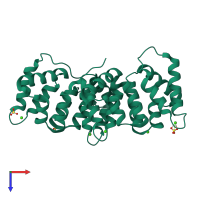 PDB entry 1n41 coloured by chain, top view.