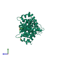 PDB entry 1n42 coloured by chain, side view.