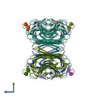 PDB entry 1n47 coloured by chain, side view.