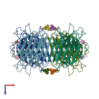 PDB entry 1n47 coloured by chain, top view.