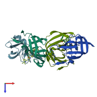 PDB entry 1n49 coloured by chain, top view.