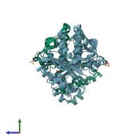 PDB entry 1n4o coloured by chain, side view.