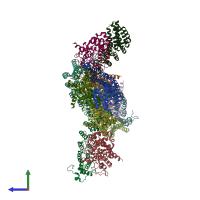PDB entry 1n4q coloured by chain, side view.