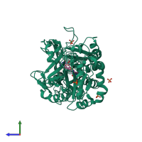 PDB entry 1n4u coloured by chain, side view.